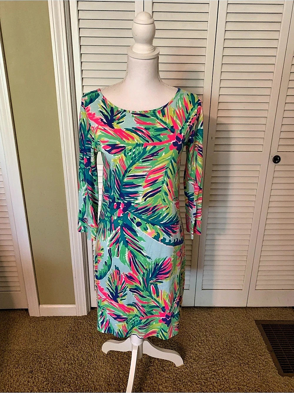 Lilly Pulitzer Floral Midi Dress in Green & Pink Size Small Like New